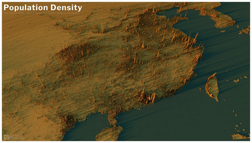 population density spikes around China