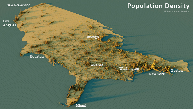 population density spikes in the united states