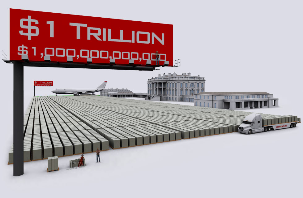 $1 trillion visualized in $100 bills