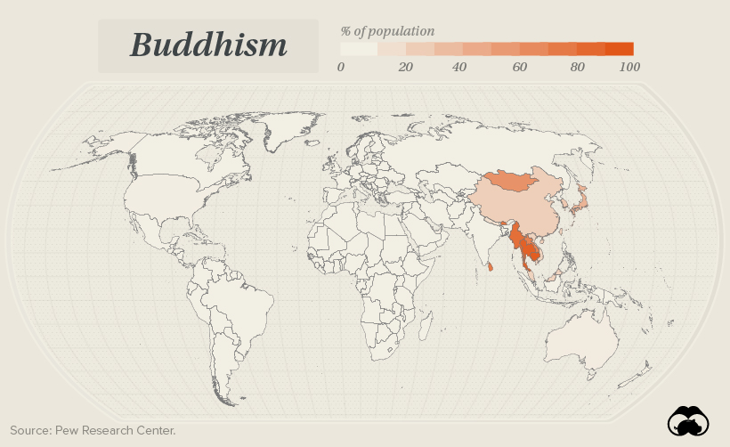 Map of the composition of Buddhism around the world