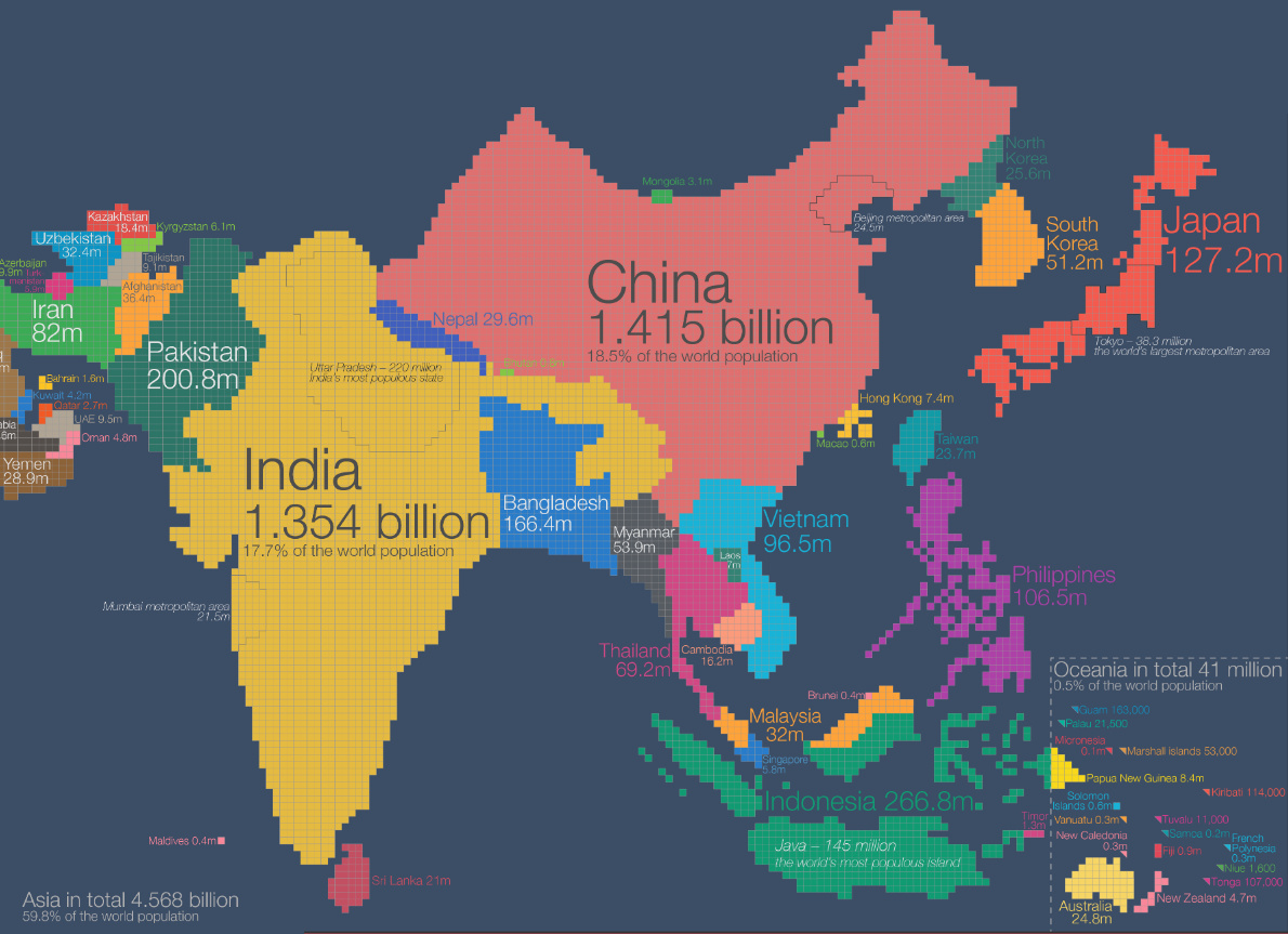 This Fascinating World Map was Drawn Based on Country Populations