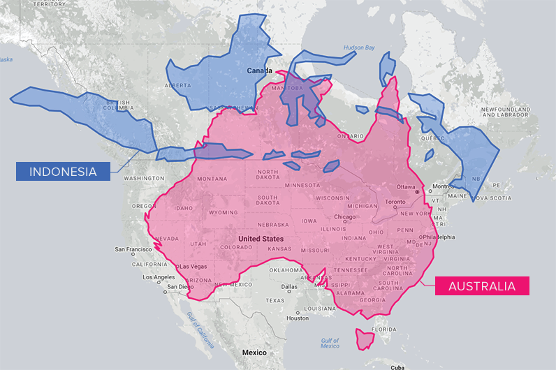 Indonesia and Australia distorion