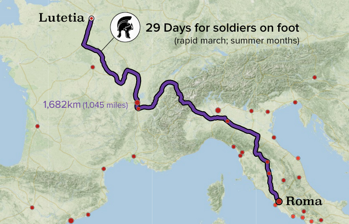 Lutetia map to Rome